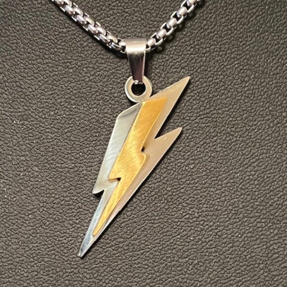 Other - 2-Tone Stainless Steel Flash Lightning Bolt Pendant (115)